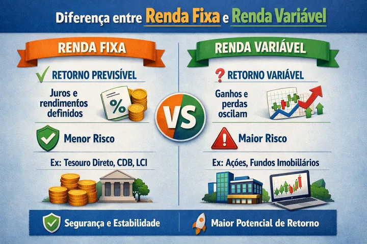 Qual a diferença entre Renda Fixa e Renda Variável? (Guia Atualizado 2026)