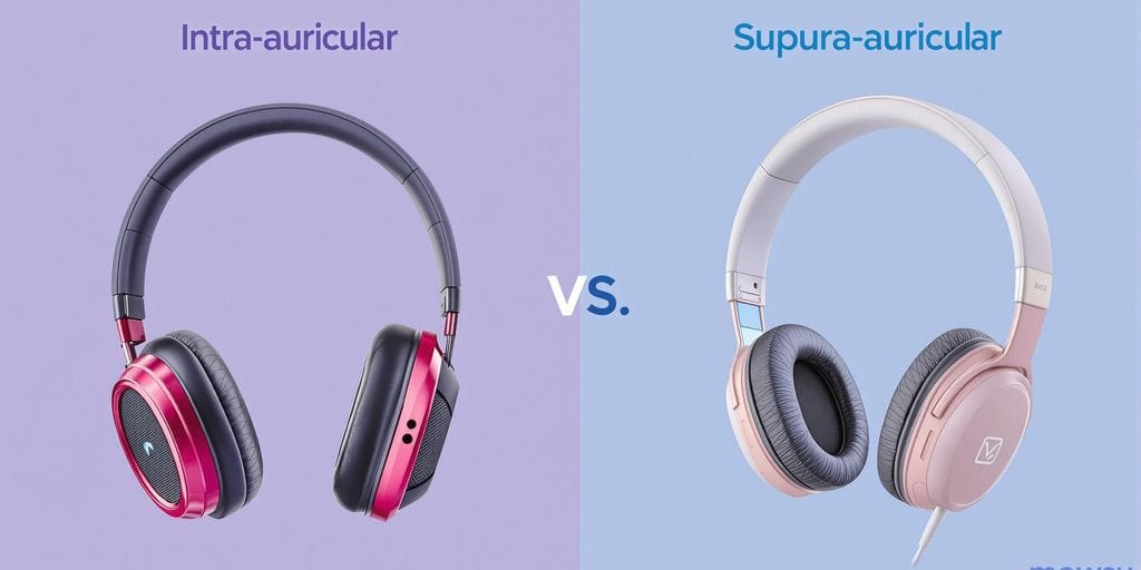 Comparação entre fones intra-auriculares e supra-auriculares.