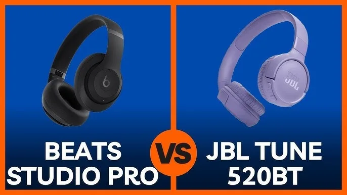 Fone Beats ou JBL, qual o melhor? A imagem mostra os dois tipos de fone simulando uma disputa.